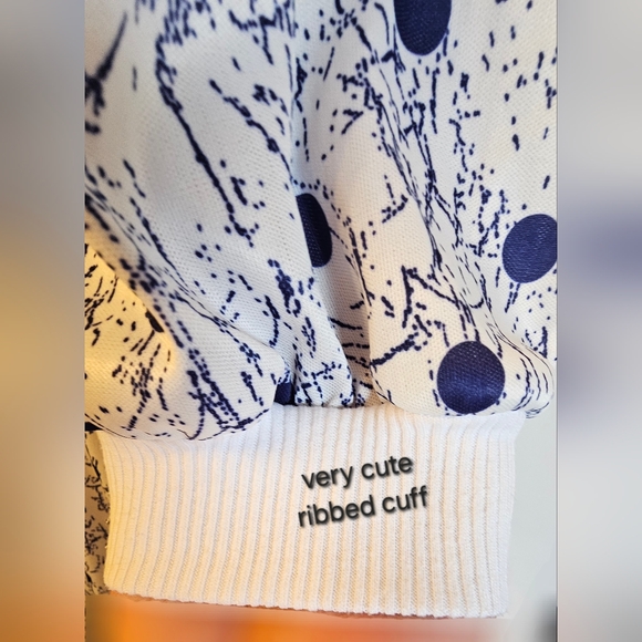 Vintage 70s/80s White Secretary Dress in Navy Abstract Print - Picture 4 of 7